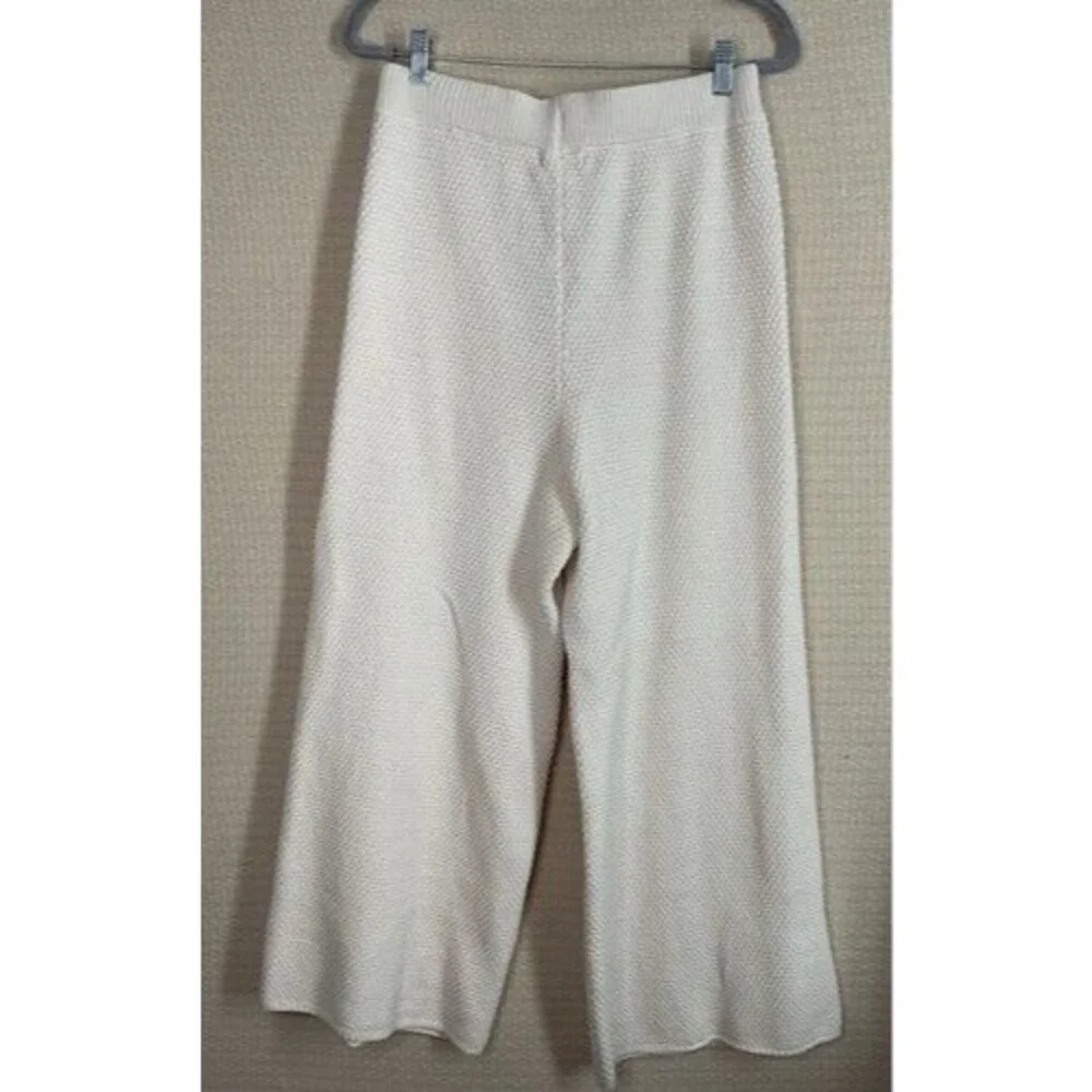 NWT Sincerely Jules Waffle Knit Pull On Wide Leg‎ Pants Women Size XL Cream